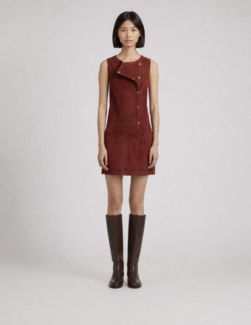 $695 ELIZABETH AND JAMES Stanton suede Leather Shift dress size 0